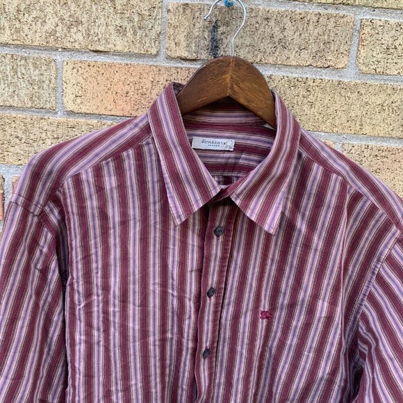 Vintage Burberry London Striped Button Up Shirt XXL - Picture 7 of 10